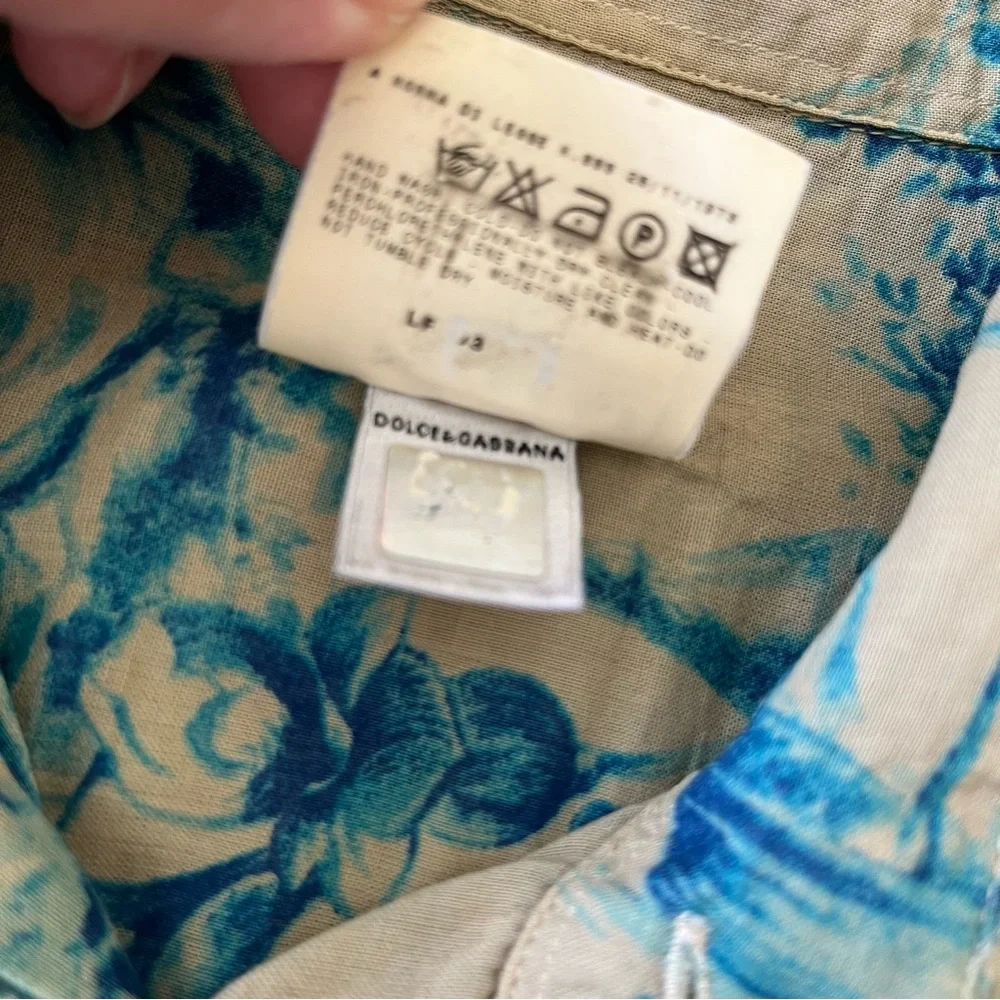 Vintage 1998 Dolce & Gabbana Toile De Jouy Beige & Bleu Shirt Size L - Picture 9 of 14